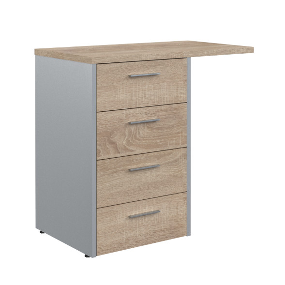 Тумба приставная OLC-4D.2.A Дуб Сонома светлый/Металлик 800х450х750 OFFIX NEW в Салехарде 
