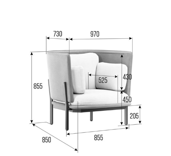 Стато Диван одноместный с низкой спинкой STA-01L 970*850*855