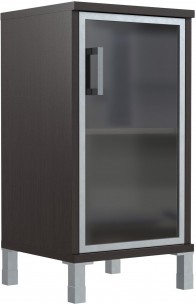 Шкаф-колонка низкая со стеклянной дверью в AL-рамке B 411.4(R) Венге Магия 475х450х920