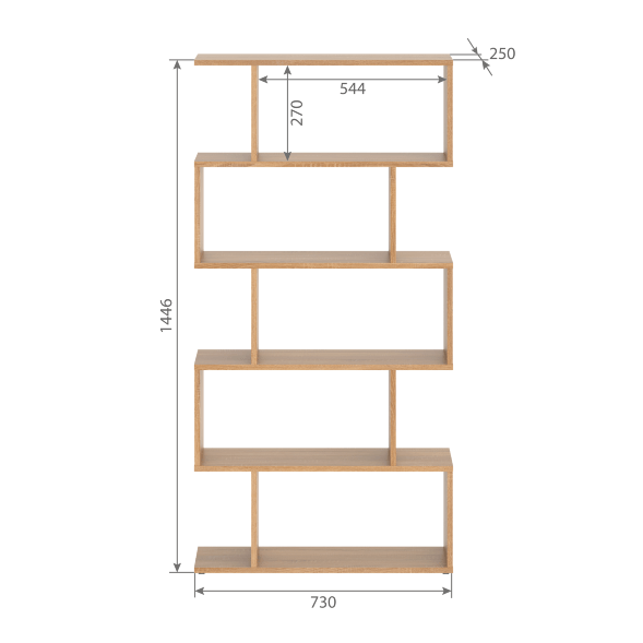 Стеллаж SH 7346 Дуб Сонома светлый 730х250х1416 COMP в Салехарде 