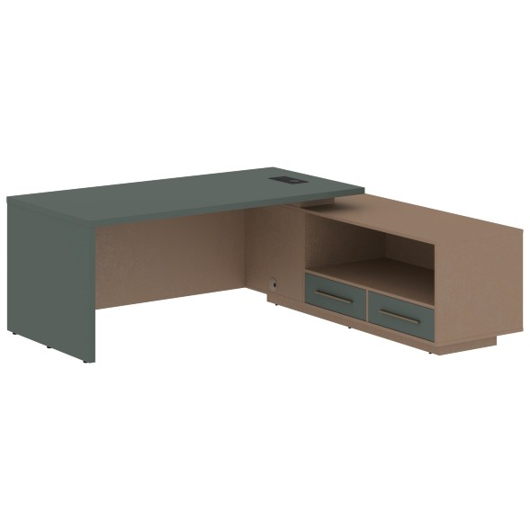 Стол руководителя с тумбой VCT 2119(R) 2100х1900х750 VELION в Салехарде 